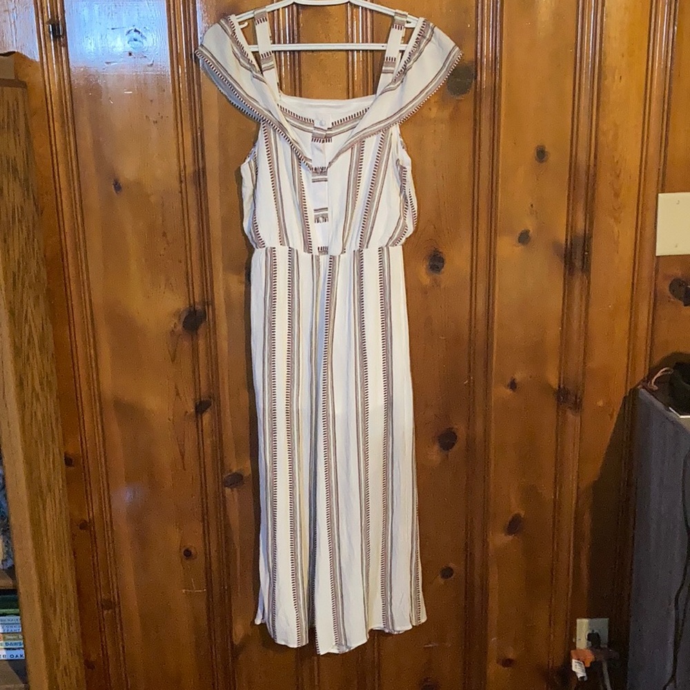 White Striped Off-The-Shoulder Romper